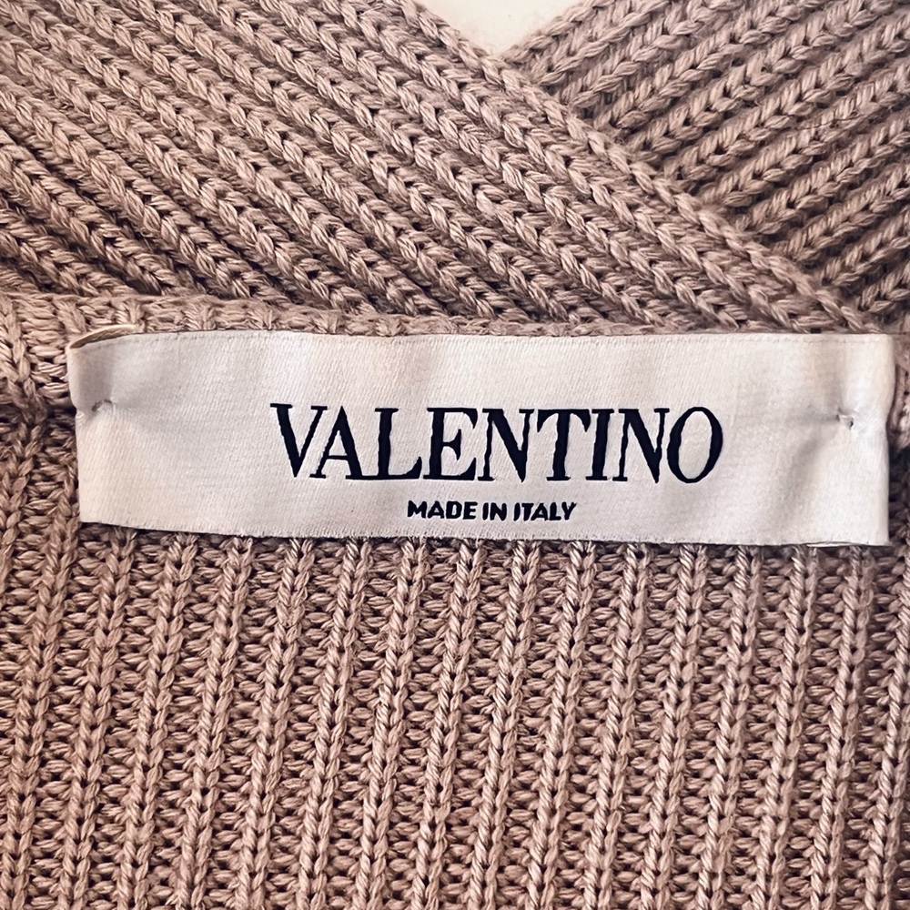 Valentino V-Neck Ribbed Ruffle Sweater - Picture 6 of 11